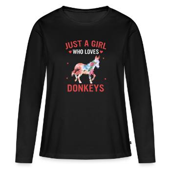 Âne âne animal - T-shirt manches longues Premium bio Femme - noir - Devant - Julia (174cm)