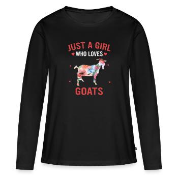 Chèvre Chèvre Chèvre Animal Chèvre - T-shirt manches longues Premium bio Femme - noir - Devant - Julia (174cm)