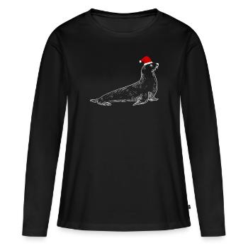 Christmas Seal - Women's Premium Organic Long Sleeve Shirt - black - Front - Julia (174cm)