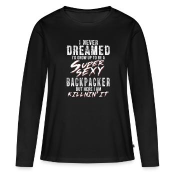 Super Sexy Backpacker Backpacker Cadeau - T-shirt manches longues Premium bio Femme - noir - Devant - Julia (174cm)