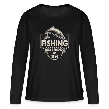 Fishing Beer & Friends Angeln Fischen Spruch - Frauen Premium Bio Langarmshirt - Schwarz - Vorne - Julia (174cm)