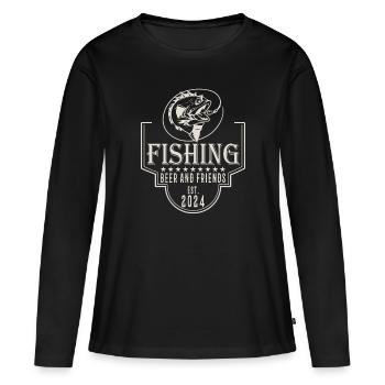 Fishing Beer and Friends Angeln Fischen Sprüche - Frauen Premium Bio Langarmshirt - Schwarz - Vorne - Julia (174cm)