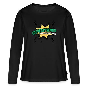 La volonté de coopérer est mon superpouvoir - T-shirt manches longues Premium bio Femme - noir - Devant - Julia (174cm)