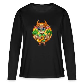 Funny Antelope Cartoon Summer Beach Sunglasses - Women's Premium Organic Long Sleeve Shirt - black - Front - Julia (174cm)