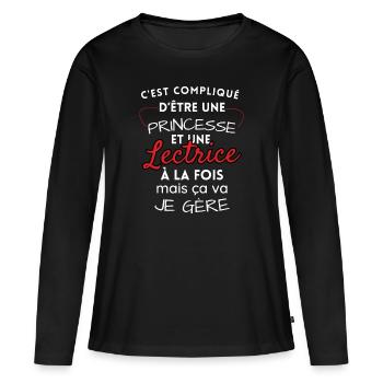 Princess and Reader, I manage! - Women's Premium Organic Long Sleeve Shirt - black - Front - Julia (174cm)