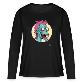 Crazy funny cartoon zombie - Women's Premium Organic Long Sleeve Shirt - black - Front - Julia (174cm)