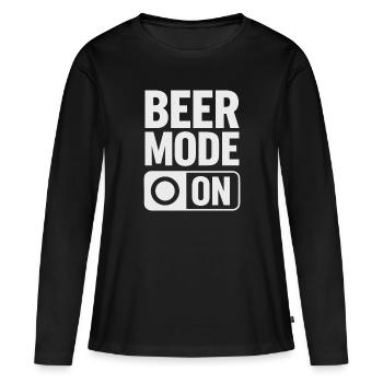 Beer Mode On Bierspruch Trinkspruch - Frauen Premium Bio Langarmshirt - Schwarz - Vorne - Julia (174cm)
