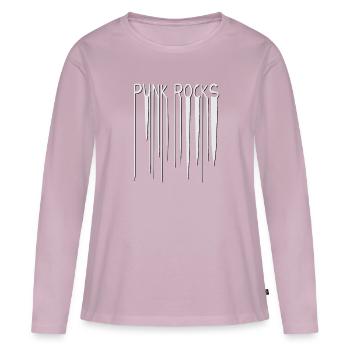 Rétro Punk Rock Nostalgie Musique Punk Rocks - T-shirt manches longues Premium bio Femme - rose poudré - Devant - Julia (174cm)
