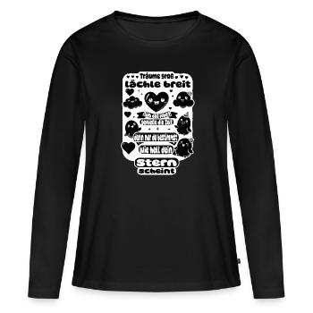 Rêver grand – Sourire largement - T-shirt manches longues Premium bio Femme - noir - Devant - Julia (174cm)