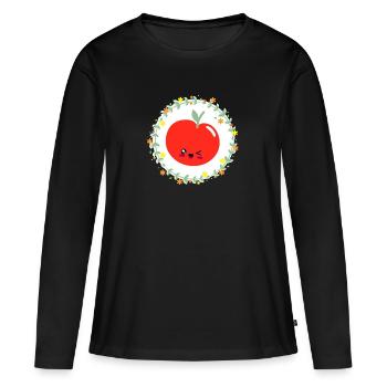Bonne pomme - T-shirt manches longues Premium bio Femme - noir - Devant - Julia (174cm)