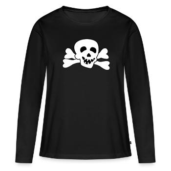 Pirate Skull Bone - Women's Premium Organic Long Sleeve Shirt - black - Front - Julia (174cm)
