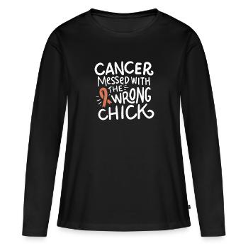 Uterine Cancer Survivor Endometrial Chemo Ribbon - Women's Premium Organic Long Sleeve Shirt - black - Front - Julia (174cm)