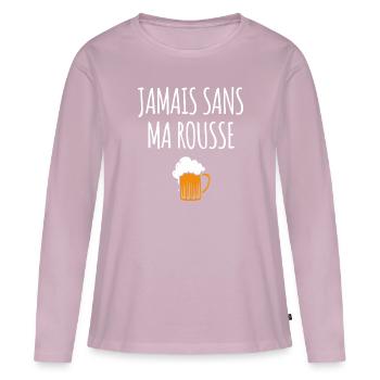Jamais sans ma rousse - T-shirt manches longues Premium bio Femme - rose poudré - Devant - Julia (174cm)
