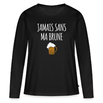 Jamais sans ma brune - T-shirt manches longues Premium bio Femme - noir - Devant - Julia (174cm)
