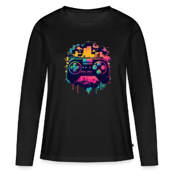 Console de jeu - T-shirt manches longues Premium bio Femme - noir - Devant - Julia (174cm)