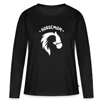 Horsemom Pferde Mama Horse Mom Reiten Pferd Reiter - Frauen Premium Bio Langarmshirt - Schwarz - Vorne - Julia (174cm)