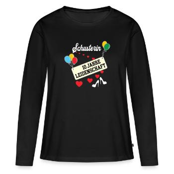 Schusterin 10 jähriges Jubiläum Schuhmacherin Jubi - Frauen Premium Bio Langarmshirt - Schwarz - Vorne - Julia (174cm)
