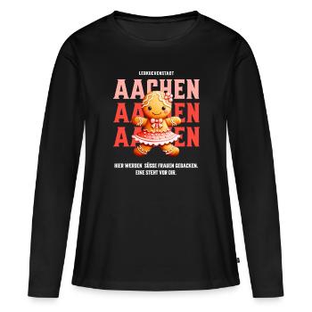 Aachen - Süsse Lebkuchen Frau - Frauen Premium Bio Langarmshirt - Schwarz - Vorne - Julia (174cm)