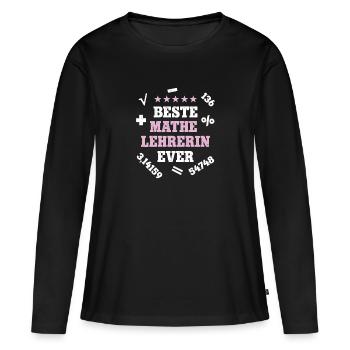 Beste Mathe Lehrerin Mathematik Mathelehrerin - Frauen Premium Bio Langarmshirt - Schwarz - Vorne - Julia (174cm)