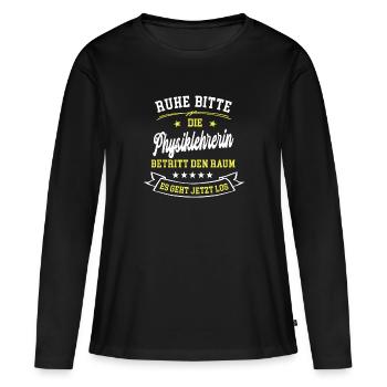 Physikerin Lehrerin Physik Physiklehrerin Physiker - Frauen Premium Bio Langarmshirt - Schwarz - Vorne - Julia (174cm)