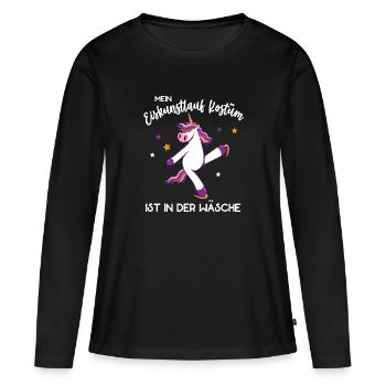 Eiskunstlauf Kostüm ist in der Wäsche Eistanz - Frauen Premium Bio Langarmshirt - Schwarz - Vorne - Julia (174cm)