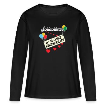 Schlachterin 10 jähriges Jubiläum Schlachterei 10. - Frauen Premium Bio Langarmshirt - Schwarz - Vorne - Julia (174cm)