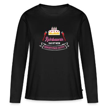 Rohrbauerin Geburtstag Geburtstagsgeschenk Chefin - Frauen Premium Bio Langarmshirt - Schwarz - Vorne - Julia (174cm)