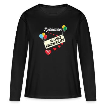 Rohrbauerin 10 jähriges Jubiläum Rohrbau Jubi 10. - Frauen Premium Bio Langarmshirt - Schwarz - Vorne - Julia (174cm)