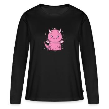 petit bébé dragon créature mythique conte de fées - T-shirt manches longues Premium bio Femme - noir - Devant - Julia (174cm)