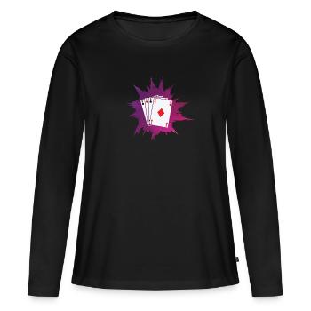 Poker ou Skat Card Game Texas Holdem - T-shirt manches longues Premium bio Femme - noir - Devant - Julia (174cm)