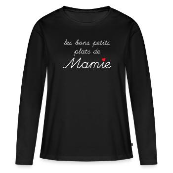 Tablier Les Bons Petits Plats de mamie D'Amour - T-shirt manches longues Premium bio Femme - noir - Devant - Julia (174cm)
