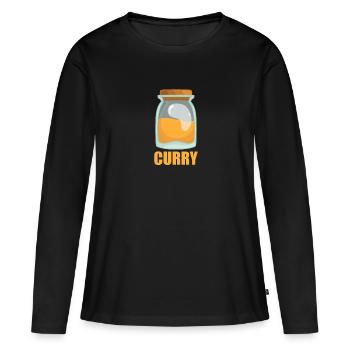 Curry Gewürz Geschmack Essen Kochen - Frauen Premium Bio Langarmshirt - Schwarz - Vorne - Julia (174cm)
