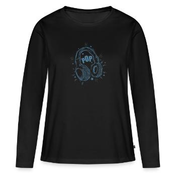 Musik Kopfhörer Pop Music Sänger Stars - Frauen Premium Bio Langarmshirt - Schwarz - Vorne - Julia (174cm)