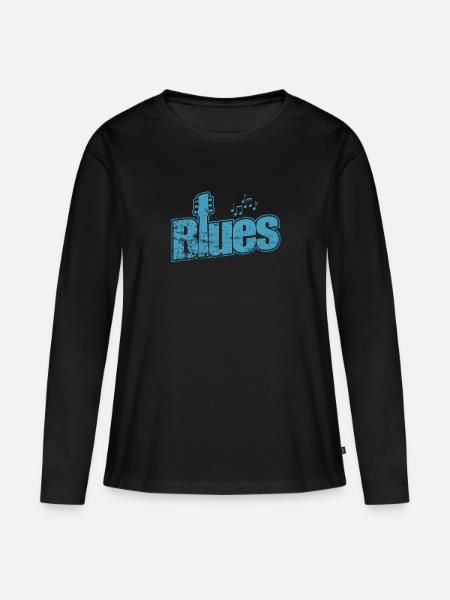 Blues Musik Chicago Blues Trompete - Frauen Premium Bio Langarmshirt - Schwarz