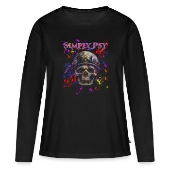 Simply Psy - Frauen Premium Bio Langarmshirt - Schwarz - Vorne - Julia (174cm)