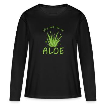 Tu m’as eu à Aloe Vera Medicinal Plant Skin - T-shirt manches longues Premium bio Femme - noir - Devant - Julia (174cm)