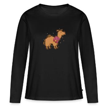 Dromadaire de chameau avec foulard dromadaire - T-shirt manches longues Premium bio Femme - noir - Devant - Julia (174cm)