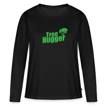 Tree Hugger Natur Wälder Blätter - Frauen Premium Bio Langarmshirt - Schwarz - Vorne - Julia (174cm)