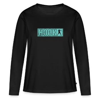 Boîtes de poinçonnage à crochet - T-shirt manches longues Premium bio Femme - noir - Devant - Julia (174cm)