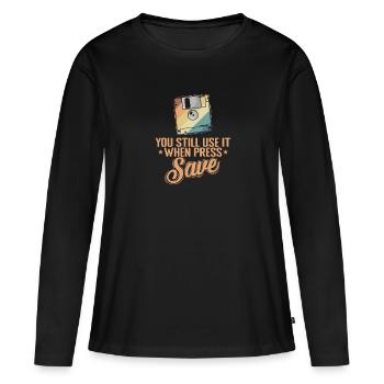 Vous l'utilisez toujours lorsque vous appuyez sur Enregistrer la mémoire - T-shirt manches longues Premium bio Femme - noir - Devant - Julia (174cm)