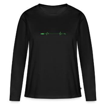USB Stick Herzschlaglinie Speichermodul - Frauen Premium Bio Langarmshirt - Schwarz - Vorne - Julia (174cm)