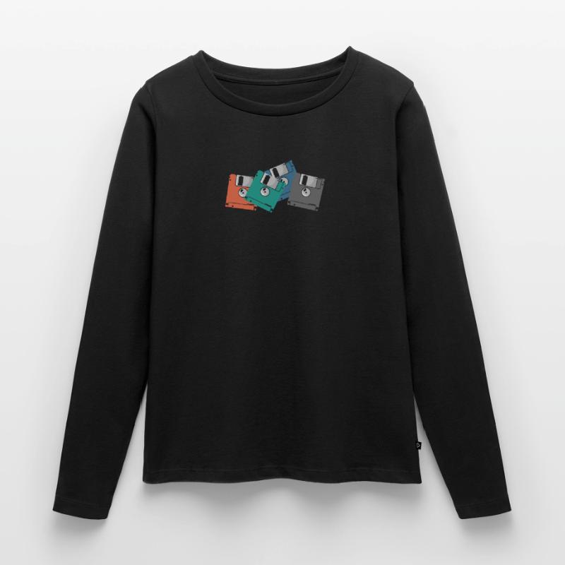 Disquettes colorées Rétro Memory Module Disk T-shirt manches longues Premium bio Femme