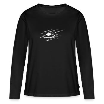 Étoiles filantes avec ciel nocturne OVNI - T-shirt manches longues Premium bio Femme - noir - Devant - Julia (174cm)