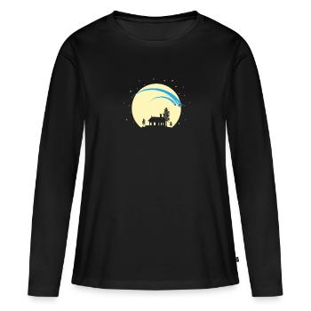 Étoiles filantes dans le ciel nocturne - T-shirt manches longues Premium bio Femme - noir - Devant - Julia (174cm)