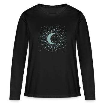 Cratère de ciel nocturne de la lune et de la starlette - T-shirt manches longues Premium bio Femme - noir - Devant - Julia (174cm)