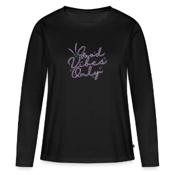 Vibes only Lavendel Garten Duft Pflanze - Frauen Premium Bio Langarmshirt - Schwarz - Vorne - Julia (174cm)