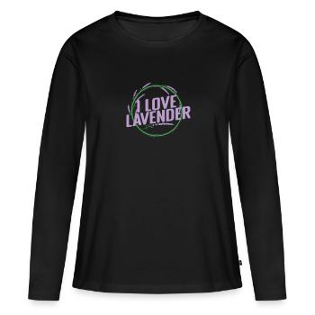 I Love Lavendel Pflanze Garten Duft - Frauen Premium Bio Langarmshirt - Schwarz - Vorne - Julia (174cm)