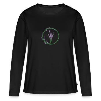 Lavendel Kreis Pflanze Garten Duft - Frauen Premium Bio Langarmshirt - Schwarz - Vorne - Julia (174cm)
