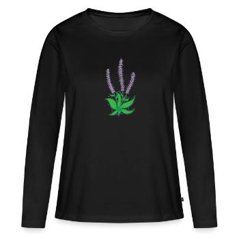 Pflanze Lavendel Garten Duft Kräuter - Frauen Premium Bio Langarmshirt - Schwarz - Vorne - Julia (174cm)