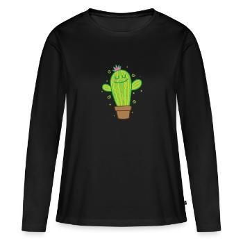 Plante de cactus en chaleur - T-shirt manches longues Premium bio Femme - noir - Devant - Julia (174cm)